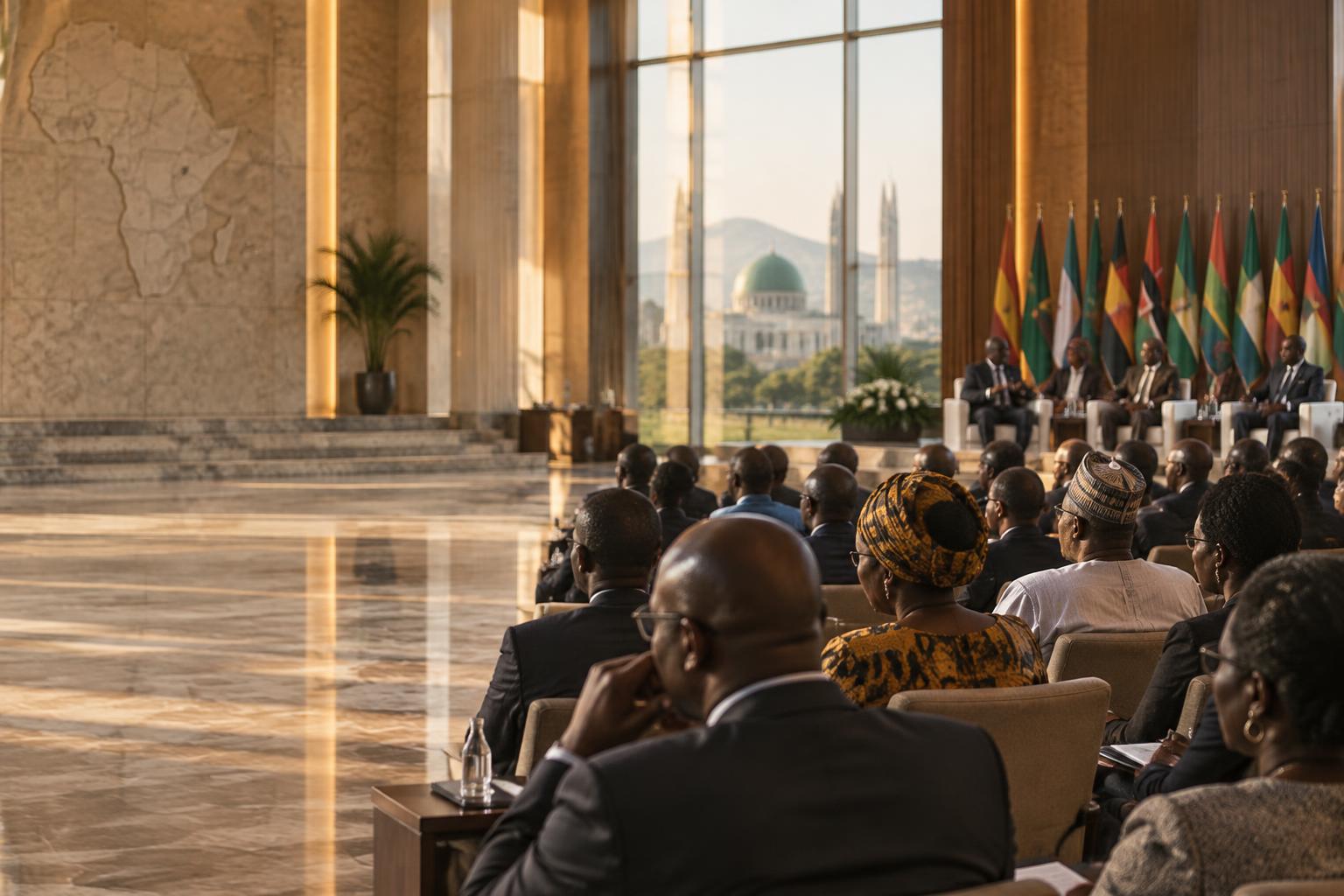 African leaders in conversation at a formal policy forum